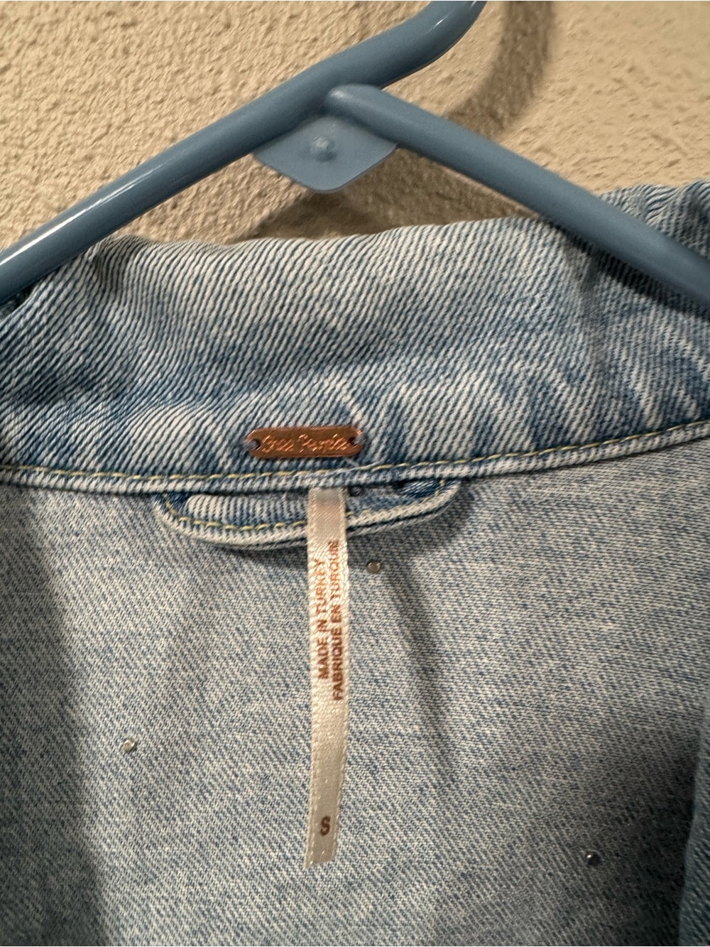 Free People Lazy Sunday Denim Jacket Pearl Distressed - Picture 5 of 6